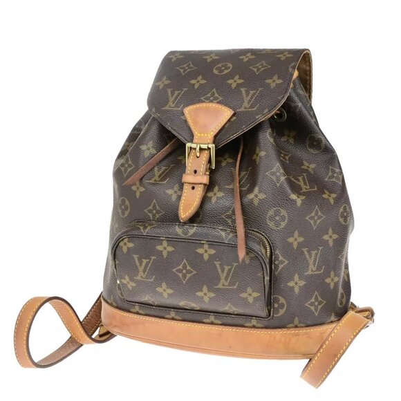 LOUIS VUITTON Montsouris MM Backpack Bag Monogram Leather Brown M51136 75YG670 - Picture 1 of 16